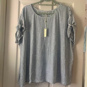 Max Studio 3x striped top NWT! Tie detail on the sleeves